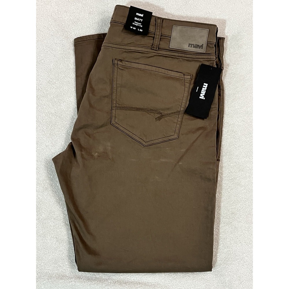 Mavi Twill Matt Relaxed Straight Fit Jeans Pants Stretch Chocolate Men 40x30 New